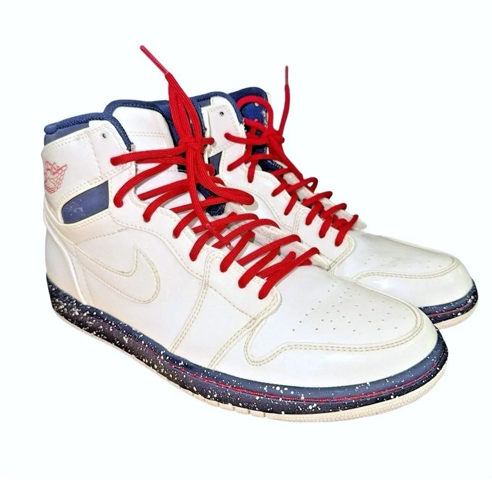Nike Air Jordan 1 High Strap‎ Premier White Mens 10.5 Pre-Owned Shoes 375352-101